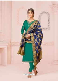 Fabulous Green Embroidered Churidar Salwar Suit