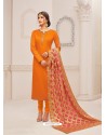 Ravishing Orange Embroidered Churidar Salwar Suit