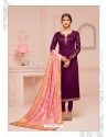 Trendy Violet Embroidered Churidar Salwar Suit