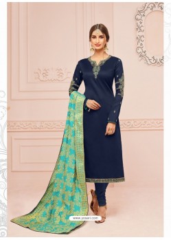 Trendy Royal Blue Embroidered Churidar Salwar Suit