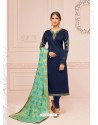 Trendy Royal Blue Embroidered Churidar Salwar Suit