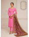 Fabulous Pink Embroidered Churidar Salwar Suit
