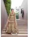 Awesome Gold Embroidered Designer Anarkali Suit