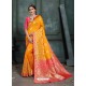 Dashing Mustard Art Silk Wedding Party Wear Sari