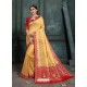 Classy Gold Art Silk Wedding Party Wear Sari