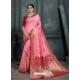 Classy Light Pink Art Silk Wedding Party Wear Sari