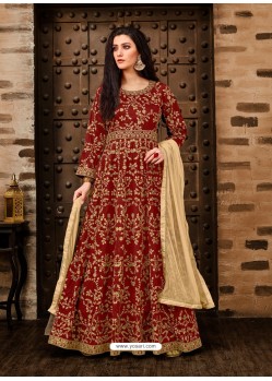 Fabulous Red Embroidered Designer Anarkali Suit