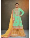 Trendy Sea Green Embroidered Palazzo Salwar Suit