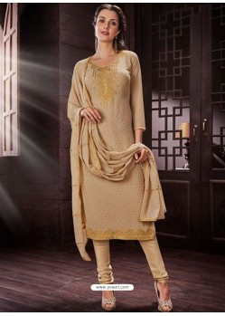 Fabulous Beige Embroidered Churidar Salwar Suit