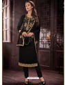 Ravishing Black Embroidered Churidar Salwar Suit