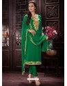 Trendy Green Embroidered Churidar Salwar Suit