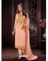 Ravishing Peach Embroidered Churidar Salwar Suit