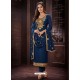 Trendy Navy Blue Embroidered Churidar Salwar Suit