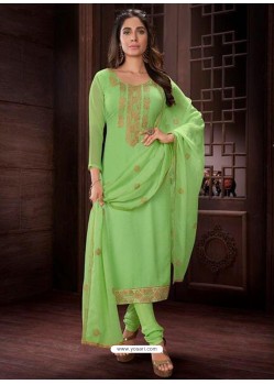 Ravishing Sea Green Embroidered Churidar Salwar Suit