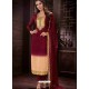 Trendy Maroon Embroidered Churidar Salwar Suit