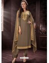 Trendy Brown Embroidered Churidar Salwar Suit