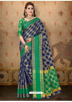 Classy Blue Cotton Casual Wear Sari