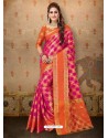 Awesome Pink Cotton Casual Wear Sari