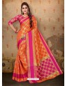 Classy Orange Cotton Casual Wear Sari