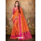 Classy Orange Cotton Casual Wear Sari