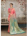 Classy Peach Designer Kanjeevaram Silk Sari