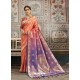 Trendy Light Orange Designer Kanjeevaram Silk Sari