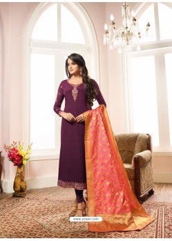 Fabulous Purple Embroidered Churidar Salwar Suit