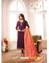 Fabulous Purple Embroidered Churidar Salwar Suit