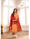Ravishing Light Orange Embroidered Churidar Salwar Suit