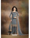 Trendy Grey Embroidered Palazzo Salwar Suit