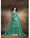 Ravishing Turquoise Embroidered Palazzo Salwar Suit