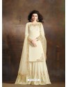 Trendy Off White Embroidered Palazzo Salwar Suit