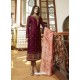 Scintillating Deep Wine Embroidered Designer Straight Salwar Suit