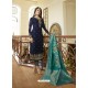 Fabulous Navy Blue Embroidered Designer Straight Salwar Suit