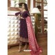 Scintillating Purple Embroidered Designer Straight Salwar Suit