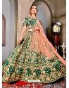 Classy Forest Green Heavy Embroidered Wedding Lehenga Choli