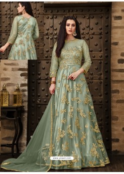 Scintillating Green Embroidered Designer Anarkali Suit