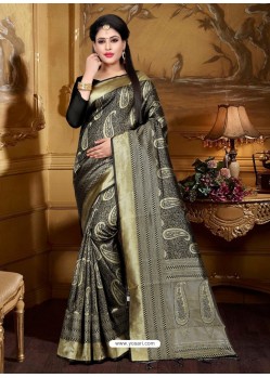 Classy Black Art Silk Embroidered Sari