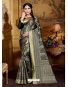 Classy Black Art Silk Embroidered Sari