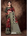 Classy Red Art Silk Embroidered Sari