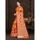 Classy Orange Art Silk Embroidered Sari