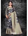 Awesome Grey Art Silk Embroidered Sari