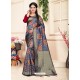 Classy Grey Art Silk Embroidered Sari