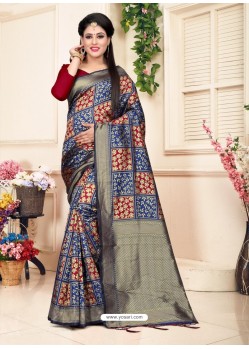 Classy Grey Art Silk Embroidered Sari