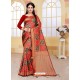 Awesome Red Art Silk Embroidered Sari