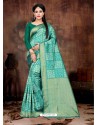 Awesome Jade Green Art Silk Embroidered Sari