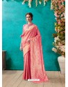 Classy Pink Banarasi Silk Embroidered Sari
