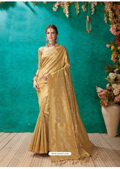 Awesome Corn Banarasi Silk Embroidered Sari