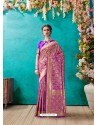 Trendy Purple Banarasi Silk Embroidered Sari