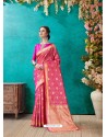 Awesome Rani Banarasi Silk Embroidered Sari